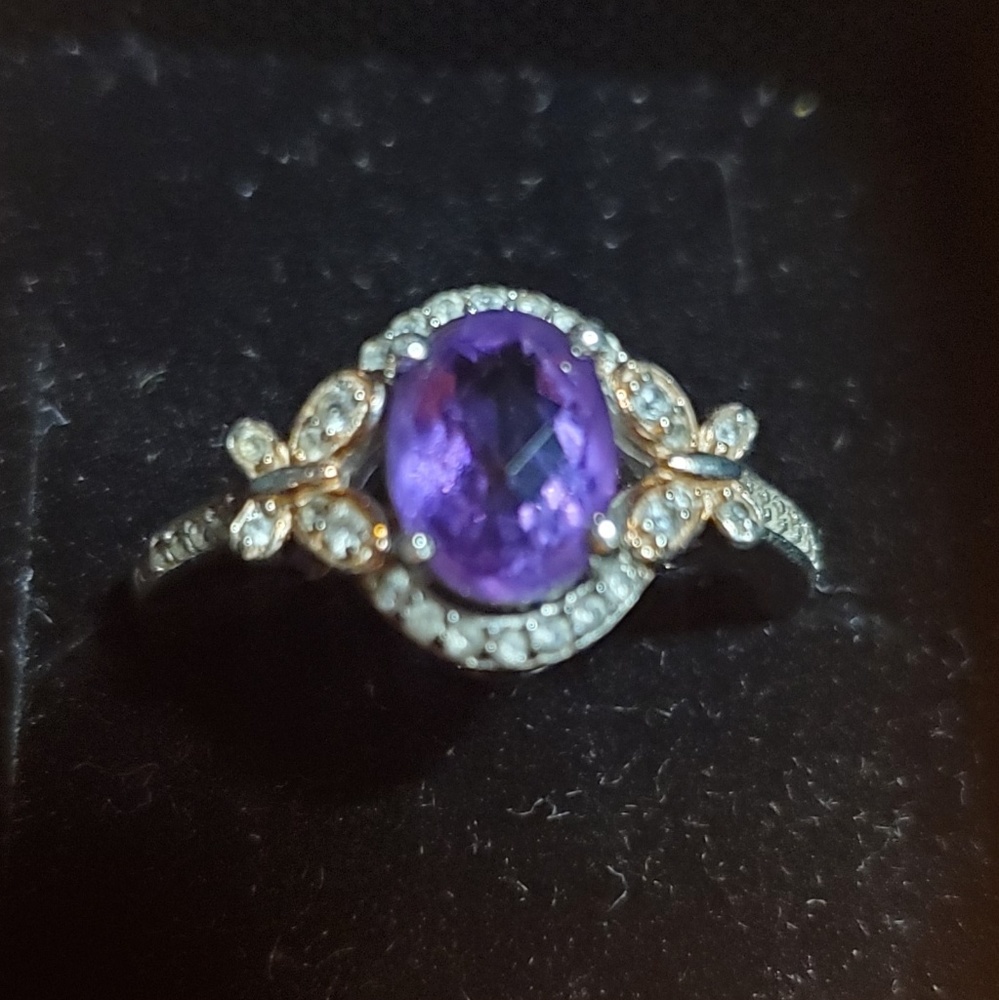 Genuine amythst sterling silver ring